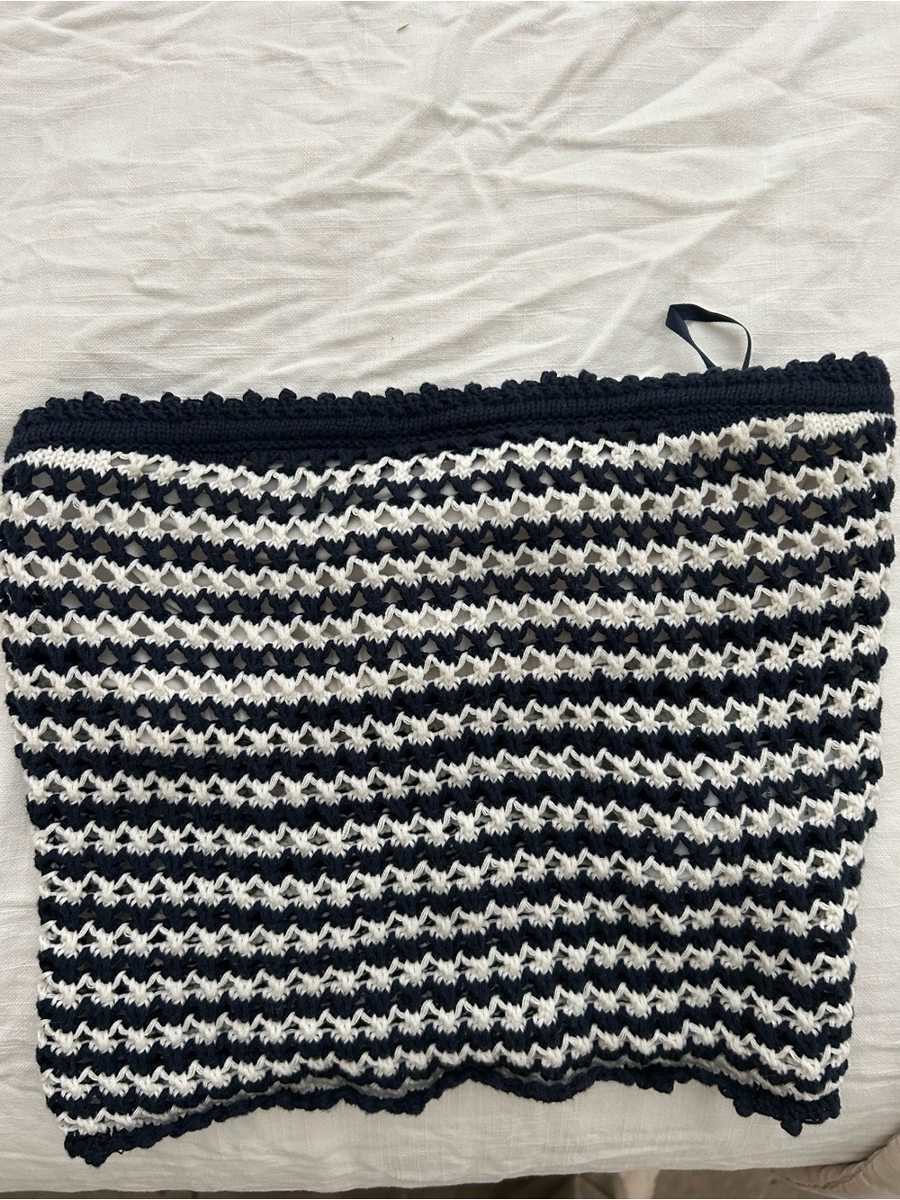Abercrombie & Fitch - Navy and White Crochet Tube Top